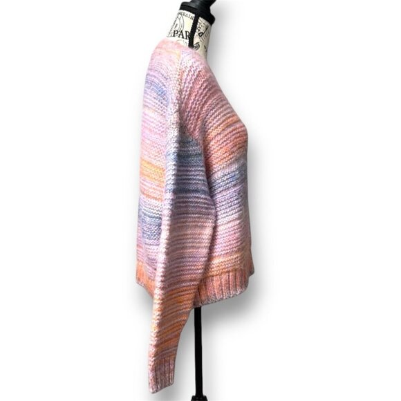 Vero Moda Pink Pastel Chunky Knit Sweater Striped Retro Y2K Preppy Womens Size M - Picture 9 of 10
